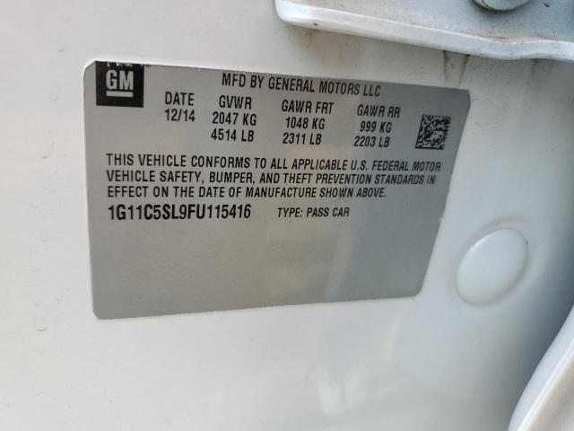 1G11C5SL9FU115416 - 2015 CHEVROLET MALIBU 1LT WHITE photo 12