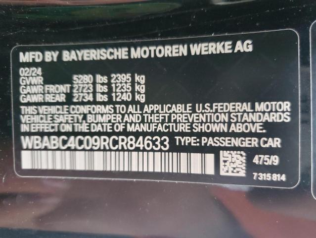 WBABC4C09RCR84633 - 2024 BMW M850XI BLACK photo 13