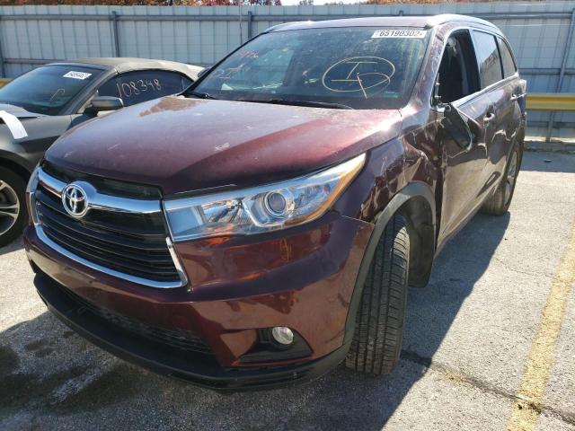 5TDJKRFH2FS210248 - 2015 TOYOTA HIGHLANDER XLE RED photo 2