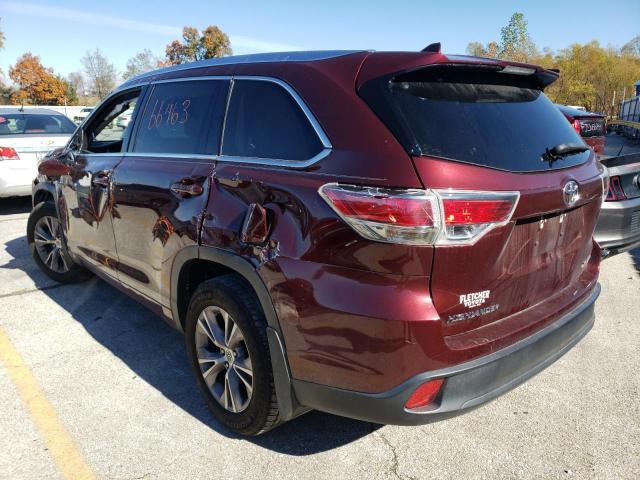 5TDJKRFH2FS210248 - 2015 TOYOTA HIGHLANDER XLE RED photo 3