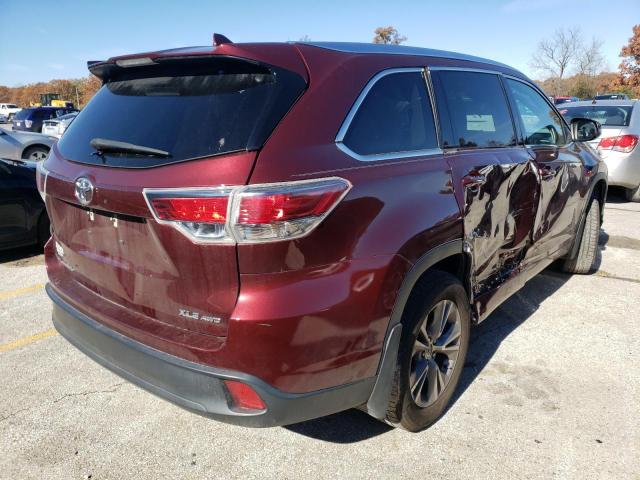 5TDJKRFH2FS210248 - 2015 TOYOTA HIGHLANDER XLE RED photo 4