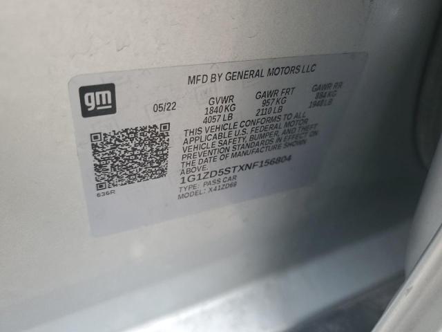 1G1ZD5STXNF156804 - 2022 CHEVROLET MALIBU LT SILVER photo 12