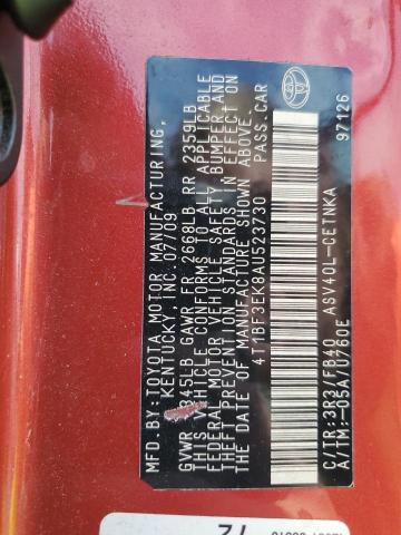 4T1BF3EK8AU523730 - 2010 TOYOTA CAMRY BASE წითელი ფოტო 12