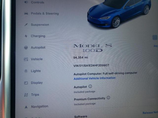 5YJSA1E24HF209907 - 2017 TESLA MODEL S 蓝色 照片 9