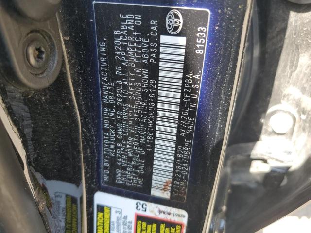 4T1B61HKXKU846128 - 2019 TOYOTA CAMRY XSE შავი ფოტო 12