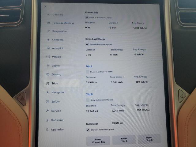 5YJSA1E25HF233097 - 2017 TESLA MODEL S Сірий фото 9