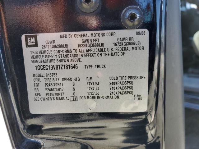 1GCEC19V87Z181646 - 2007 CHEVROLET SILVERADO C1500 CLASSIC Mavi foto 12