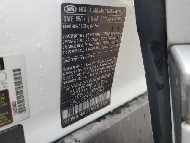 SALGV3EF9GA293831 - 2016 LAND ROVER RANGE ROVE AUTOBIOGRAPHY WHITE photo 14