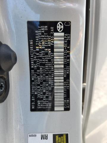 5YFEPMAE8MP240797 - 2021 TOYOTA COROLLA LE 银色 照片 13