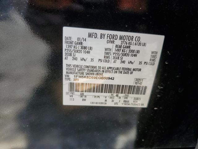 1FM5K8D89EGB50942 - 2014 FORD EXPLORER XLT BLACK photo 13