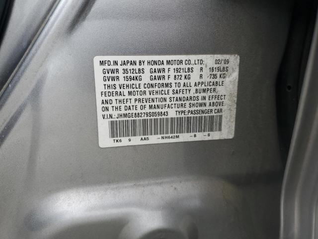 JHMGE88279S059843 - 2009 HONDA FIT SILVER photo 12