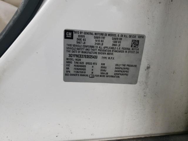 3GYFNCE37ES625439 - 2014 CADILLAC SRX PERFORMANCE COLLECTION Biały zdjęcie 12