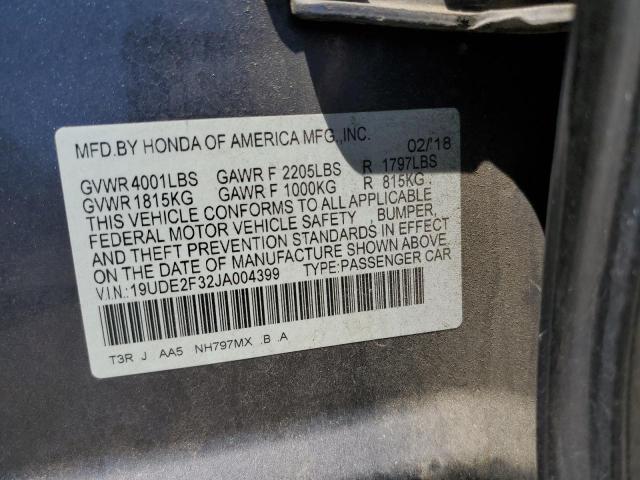 19UDE2F32JA004399 - 2018 ACURA ILX BASE WATCH PLUS GRAY photo 13