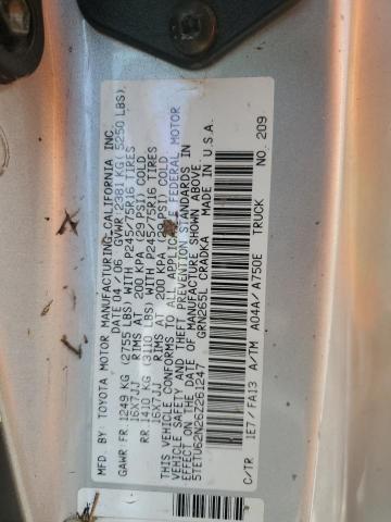 5TETU62N26Z261247 - 2006 TOYOTA TACOMA PRERUNNER ACCESS CAB SILVER photo 12