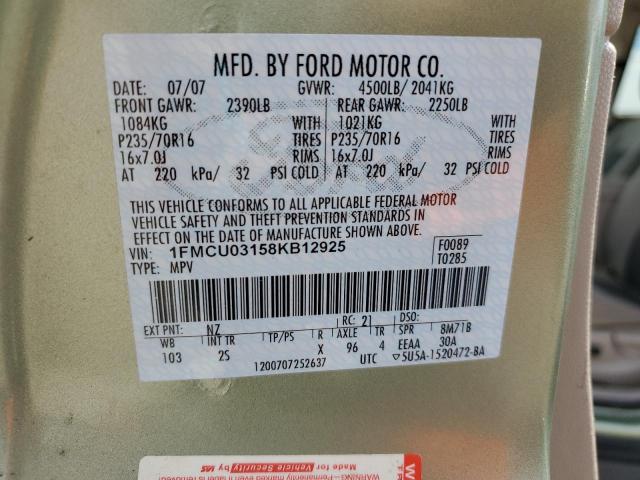 1FMCU03158KB12925 - 2008 FORD ESCAPE XLT GREEN photo 14