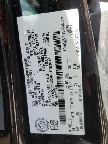 1FMCU9GD8HUC83035 - 2017 FORD ESCAPE SE Noir photo 13