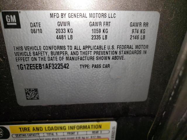 1G1ZE5EB1AF322542 - 2010 CHEVROLET MALIBU LTZ თაფლისფერი ფოტო 12