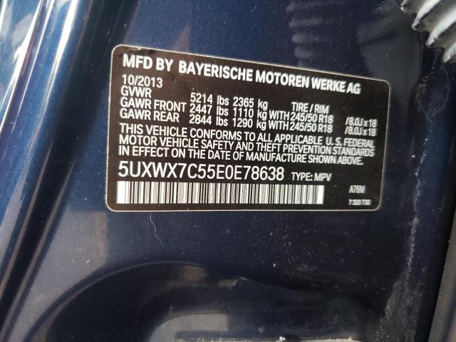 5UXWX7C55E0E78638 - 2014 BMW X3 XDRIVE35I BLUE photo 14