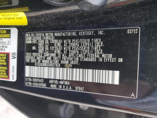 4T3ZA3BB5CU057959 - 2012 TOYOTA VENZA LE BLACK photo 13