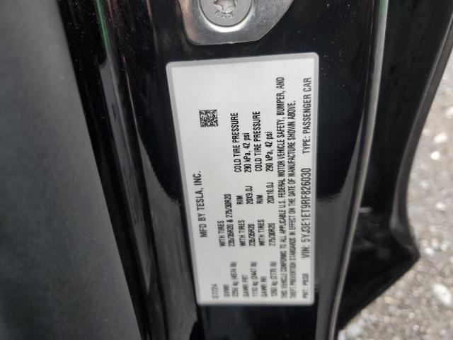 5YJ3E1ET9RF826030 - 2024 TESLA MODEL 3 أسود صورة 12