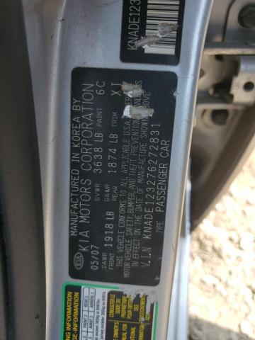 KNADE123276272831 - 2007 KIA RIO BASE SILVER photo 12