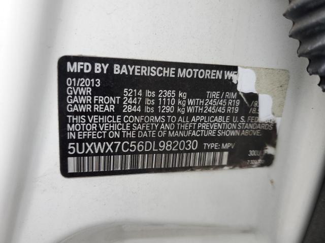 5UXWX7C56DL982030 - 2013 BMW X3 XDRIVE35I WHITE photo 12