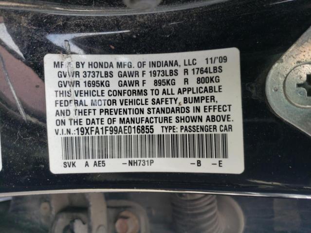 19XFA1F99AE016855 - 2010 HONDA CIVIC EXL BLACK photo 12