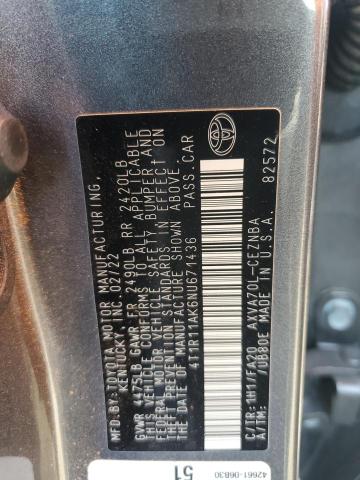 4T1R11AK6NU671436 - 2022 TOYOTA CAMRY LE CHARCOAL photo 12