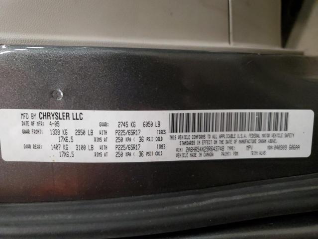 2A8HR54X29R643748 - 2009 CHRYSLER TOWN & COU TOURING გრაფიტი ფოტო 10