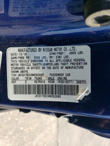 JN1EV7EK3HM362695 - 2017 INFINITI Q60 PREMIUM BLUE photo 12