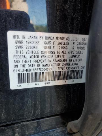 JH4KB16557C004693 - 2007 ACURA RL BLACK photo 12