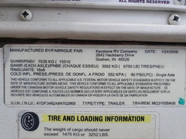 4YDF3462484702969 - 2008 KEYSTONE MONTANA 白色 照片 10