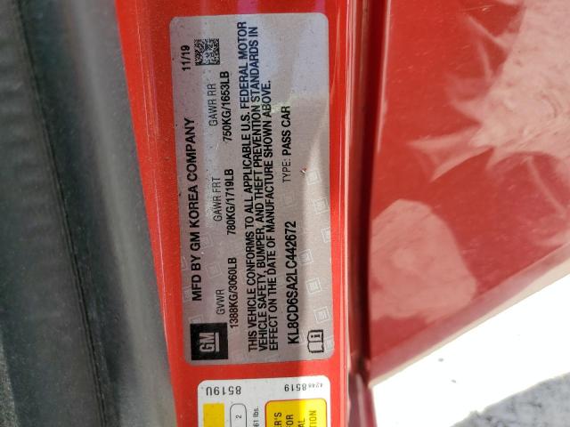 KL8CD6SA2LC442672 - 2020 CHEVROLET SPARK 1LT 红色 照片 12