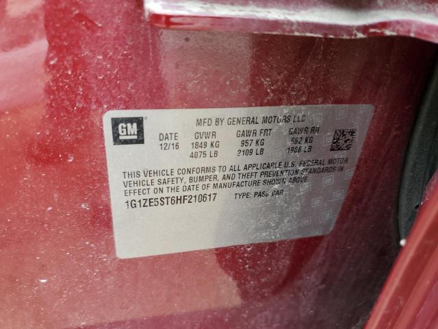 1G1ZE5ST6HF210617 - 2017 CHEVROLET MALIBU LT RED photo 13