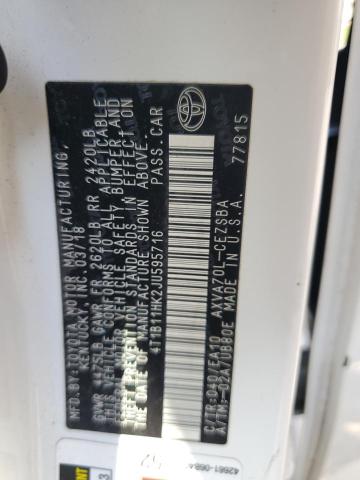 4T1B11HK2JU595716 - 2018 TOYOTA CAMRY L 白色 照片 12