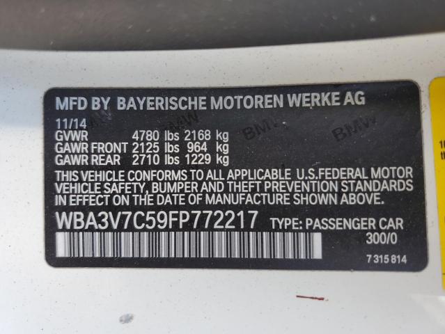WBA3V7C59FP772217 - 2015 BMW 428 I SULEV WHITE photo 12