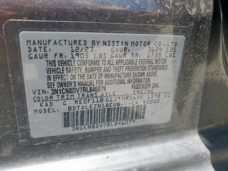 3N1CN8DV7RL846079 - 2024 NISSAN VERSA S GRAY photo 12