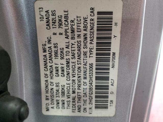 2HGFG3B54DH533066 - 2013 HONDA CIVIC LX 银色 照片 12