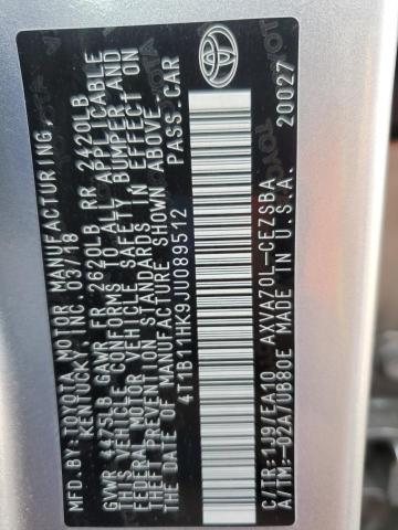 4T1B11HK9JU089512 - 2018 TOYOTA CAMRY L SILVER photo 12