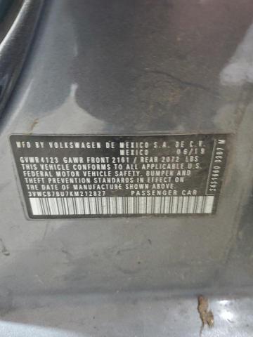 3VWCB7BU7KM212827 - 2019 VOLKSWAGEN JETTA S Boz foto 12