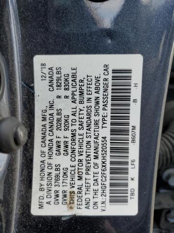 2HGFC2F6XKH520554 - 2019 HONDA CIVIC LX 石墨色 照片 13