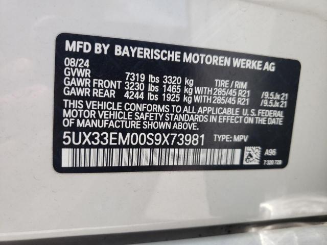 5UX33EM00S9X73981 - 2025 BMW X7 M60I WHITE photo 12