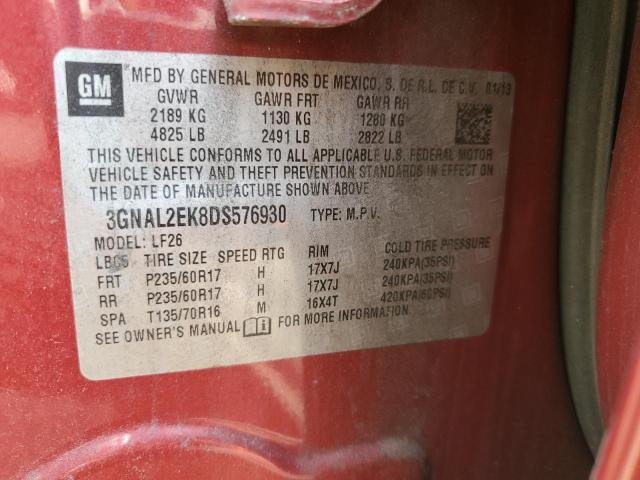 3GNAL2EK8DS576930 - 2013 CHEVROLET CAPTIVA LS 红色 照片 13