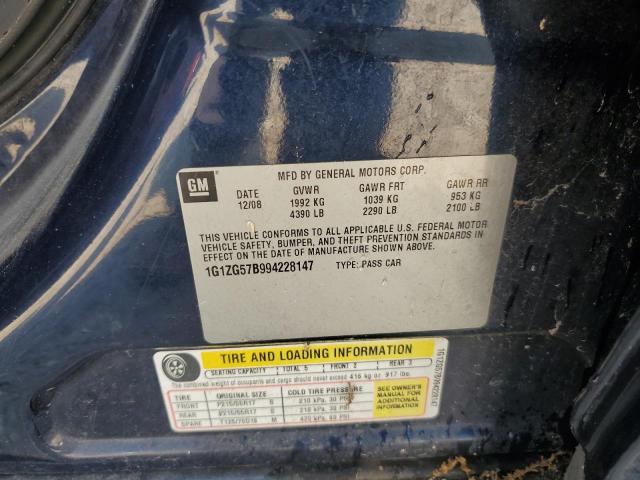 1G1ZG57B994228147 - 2009 CHEVROLET MALIBU LS BLUE photo 12