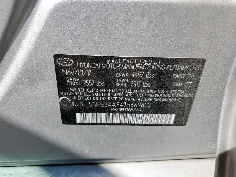 5NPE34AF4JH669822 - 2018 HYUNDAI SONATA SPORT Silber Foto 12