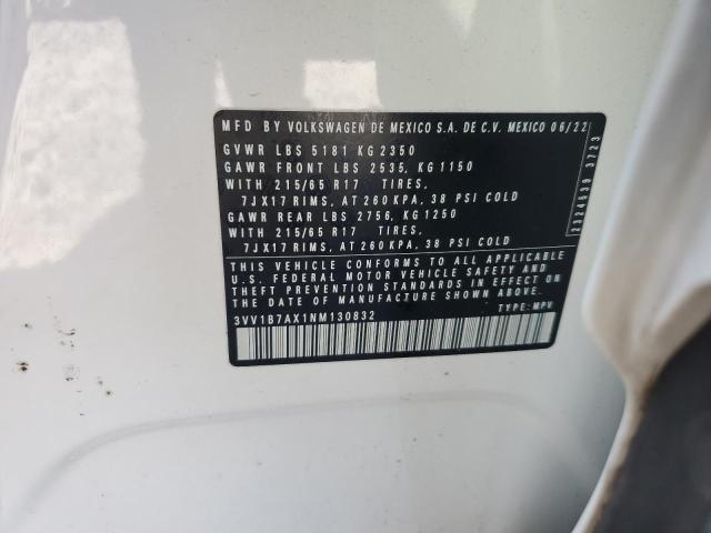 3VV1B7AX1NM130832 - 2022 VOLKSWAGEN TIGUAN S Biały zdjęcie 13