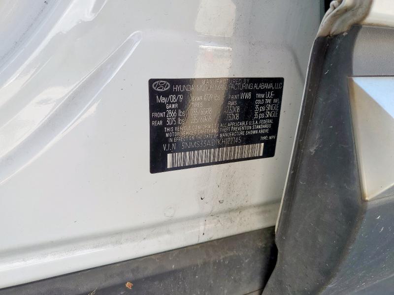 5NMS33AD1KH122145 - 2019 HYUNDAI SANTA FE SEL Blanc photo 12