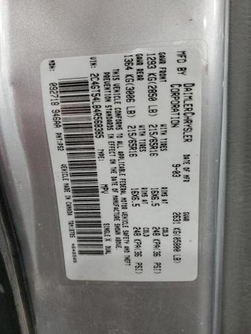 2C4GT54L84R568385 - 2004 CHRYSLER TOWN & COU TOURING SILVER photo 14