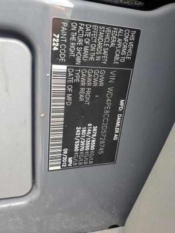 WD4PE8CC2D5728745 - 2013 MERCEDES-BENZ SPRINTER 2500 GRAY photo 12