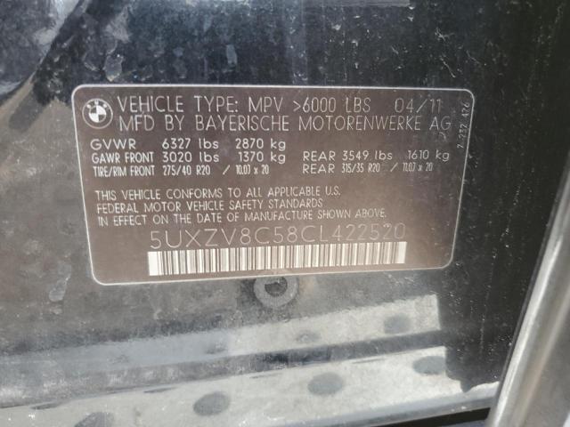 5UXZV8C58CL422520 - 2012 BMW X5 XDRIVE50I Siyah fotoğraf 12